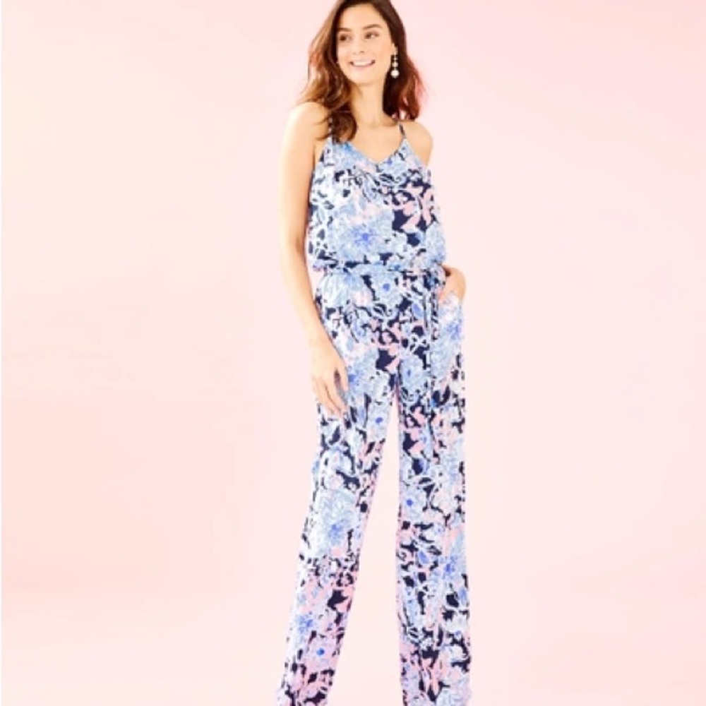 NWT Lilly Pulitzer Dusk Jumpsuit in Bright Navy, Size L